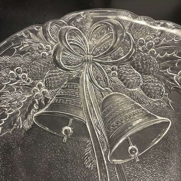 Vintage Mikasa Crystal Holiday Bells Hostess Platter Serving Tray Japan - Picture 2 of 5